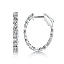 0.90CT DIAMOND OVAL HOOP EARRING