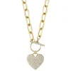0.50CT DIAMOND PAPER CLIP LINK PAVE HEART NECKLACE