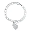 0.41CT DIAMOND PAPER CLIP LINK PAVE HEART BRACELET