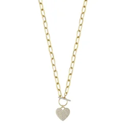 0.50CT DIAMOND PAPER CLIP LINK PAVE HEART NECKLACE