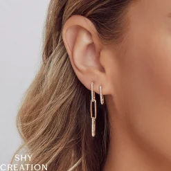 0.17CT DIAMOND PAPER CLIP LINK EARRING
