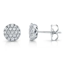 0.48CT DIAMOND PAVE CIRCLE STUD EARRING
