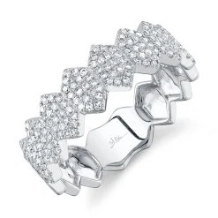 0.35CT DIAMOND PAVE HEXAGON RING