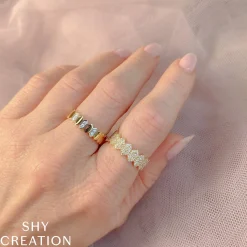 0.35CT DIAMOND PAVE HEXAGON RING