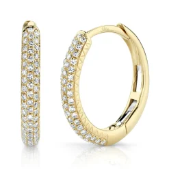 0.21CT DIAMOND PAVE HOOP EARRING