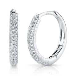 0.21CT DIAMOND PAVE HOOP EARRING