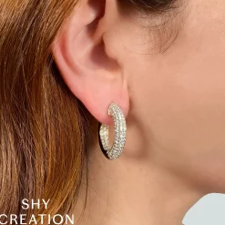 3.94CT DIAMOND PAVE HOOP EARRING
