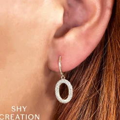 0.49CT DIAMOND PAVE OVAL EARRING
