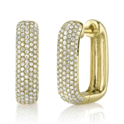 0.59CT DIAMOND PAVE RECTANGLE HOOP EARRING