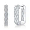 4.13CT DIAMOND PAVE RECTANGLE HOOP EARRING