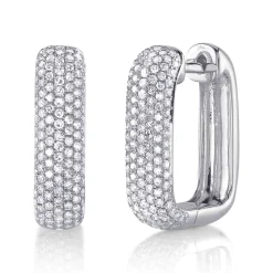 0.59CT DIAMOND PAVE RECTANGLE HOOP EARRING