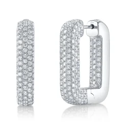4.13CT DIAMOND PAVE RECTANGLE HOOP EARRING