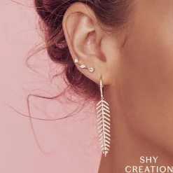 0.60CT DIAMOND 'Phoenix' Drop FEATHER EARRING - Short