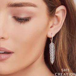 0.60CT DIAMOND 'Phoenix' Drop FEATHER EARRING - Short