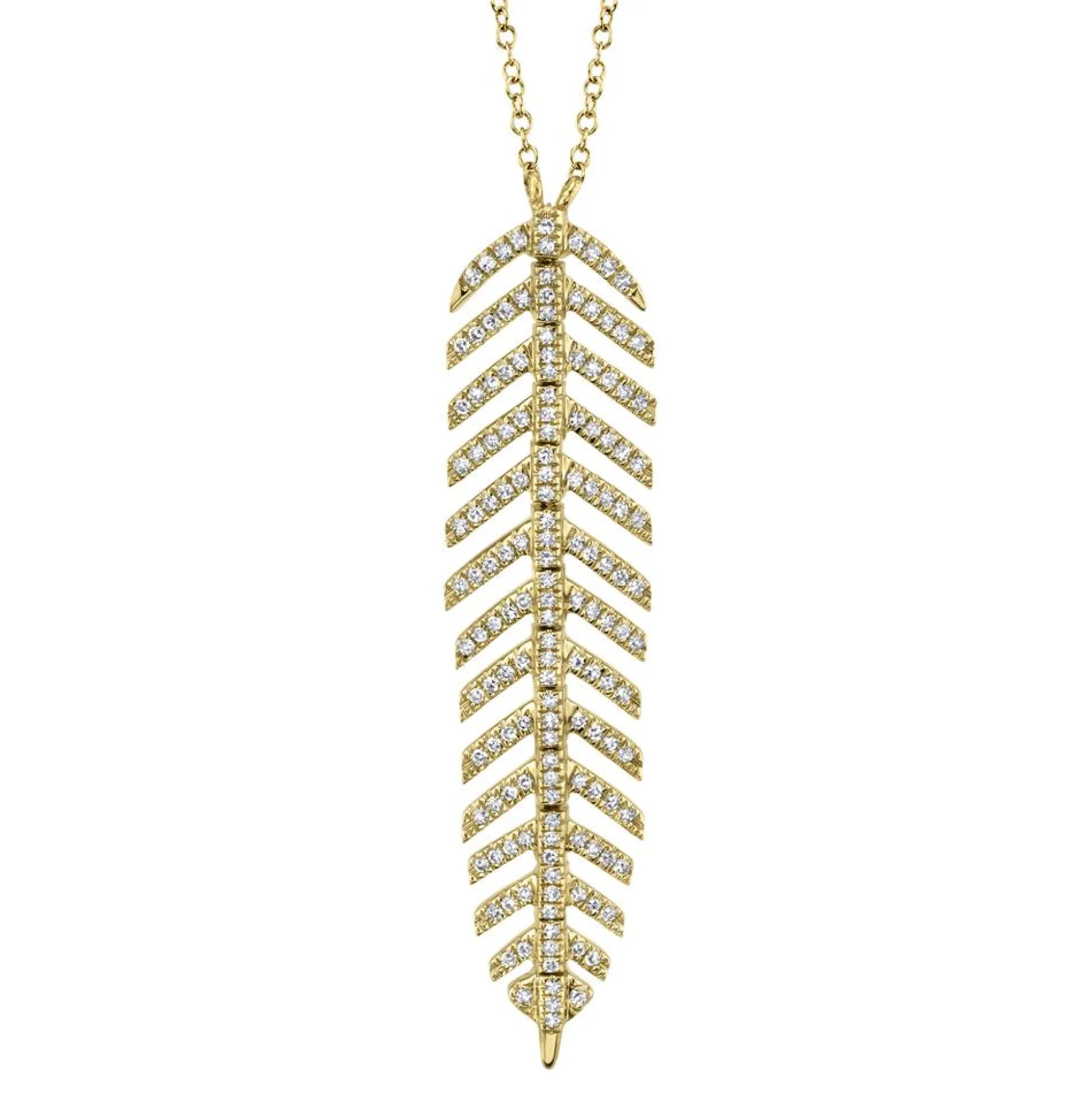 0.29CT DIAMOND 'Phoenix' FEATHER Pendant NECKLACE
