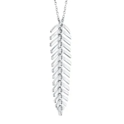 0.29CT DIAMOND 'Phoenix' FEATHER Pendant NECKLACE