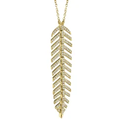 0.29CT DIAMOND 'Phoenix' FEATHER Pendant NECKLACE
