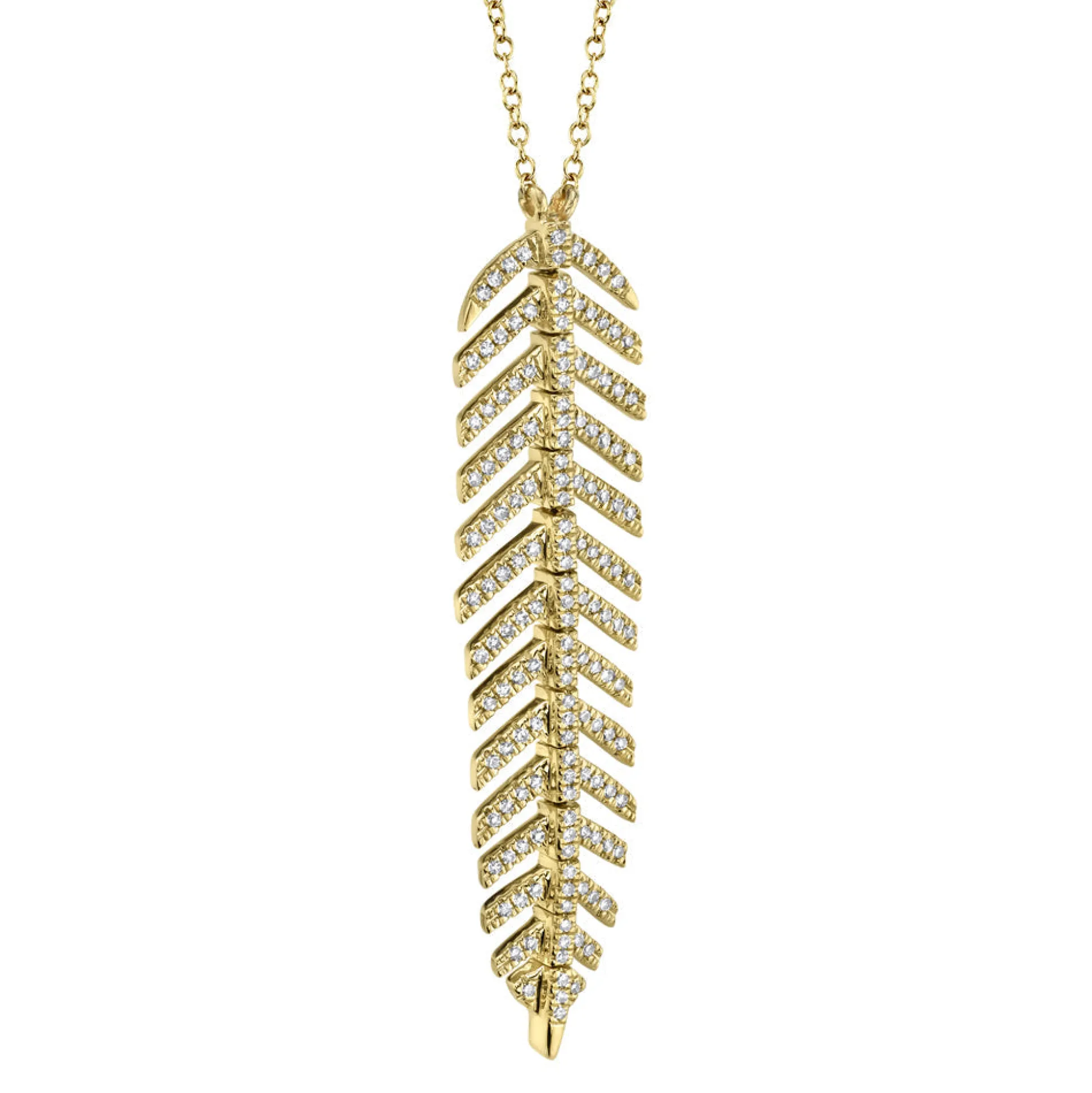 0.29CT DIAMOND 'Phoenix' FEATHER Pendant NECKLACE
