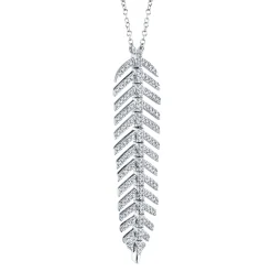 0.29CT DIAMOND 'Phoenix' FEATHER Pendant NECKLACE