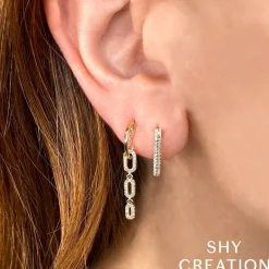 0.27CT DIAMOND RECTANGLE HOOP EARRING