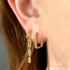 0.27CT DIAMOND RECTANGLE HOOP EARRING