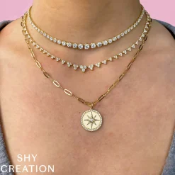 0.43CT DIAMOND STAR PAPER CLIP LINK NECKLACE