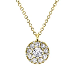 0.22CT-CTR(ROUND) 0.28CT-SIDE DIAMOND CLUSTER NECKLACE