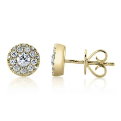 0.24CT-CTR(ROUND) 0.26CT-SIDE DIAMOND CLUSTER EARRING
