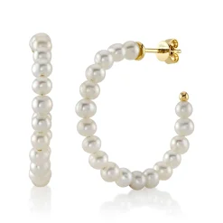 CULTURED PEARL HOOP EARRING