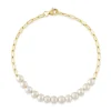 CULTURED PEARL PAPER CLIP LINK BRACELET
