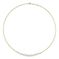 CULTURED PEARL PAPER CLIP LINK NECKLACE