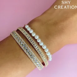 CULTURED PEARL PAPER CLIP LINK BRACELET