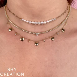 CULTURED PEARL PAPER CLIP LINK NECKLACE